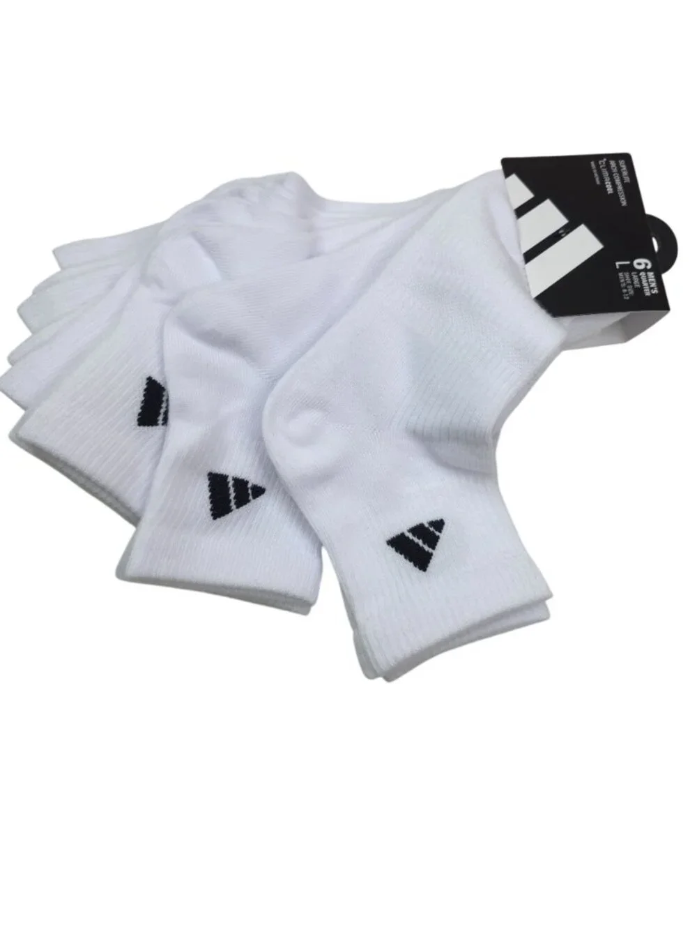 Adidas Mens Superlite ClimaCool Quarter Socks 6-Pack Arch Compression White